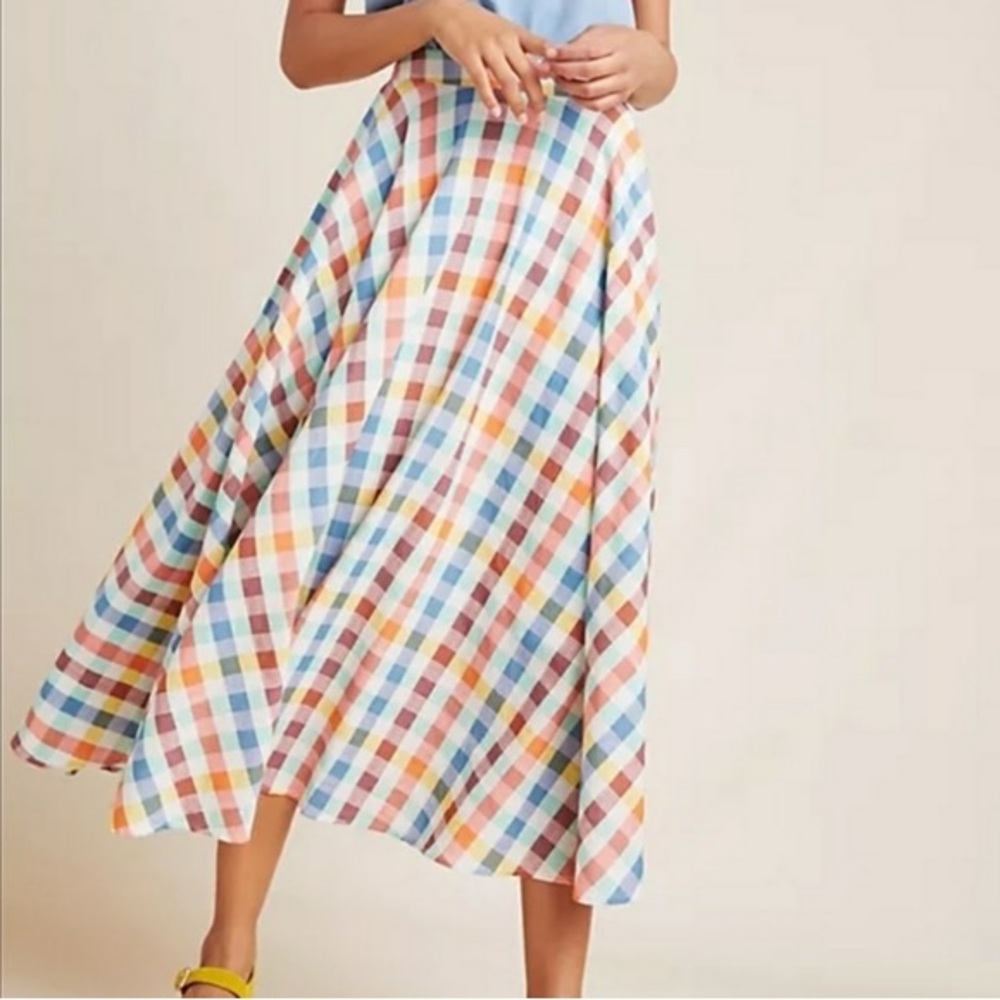 Anthropologie Maeve Full Flare Multicolor Maxi Skirt Size 4